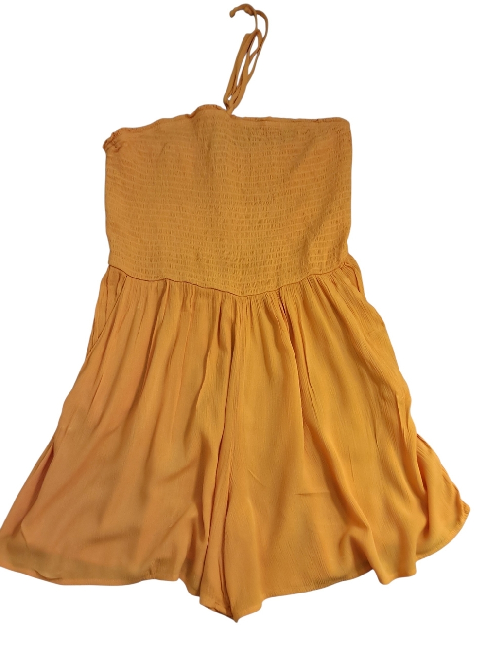 wild fable Golden Yellow Strapless Romper with Removable Halter